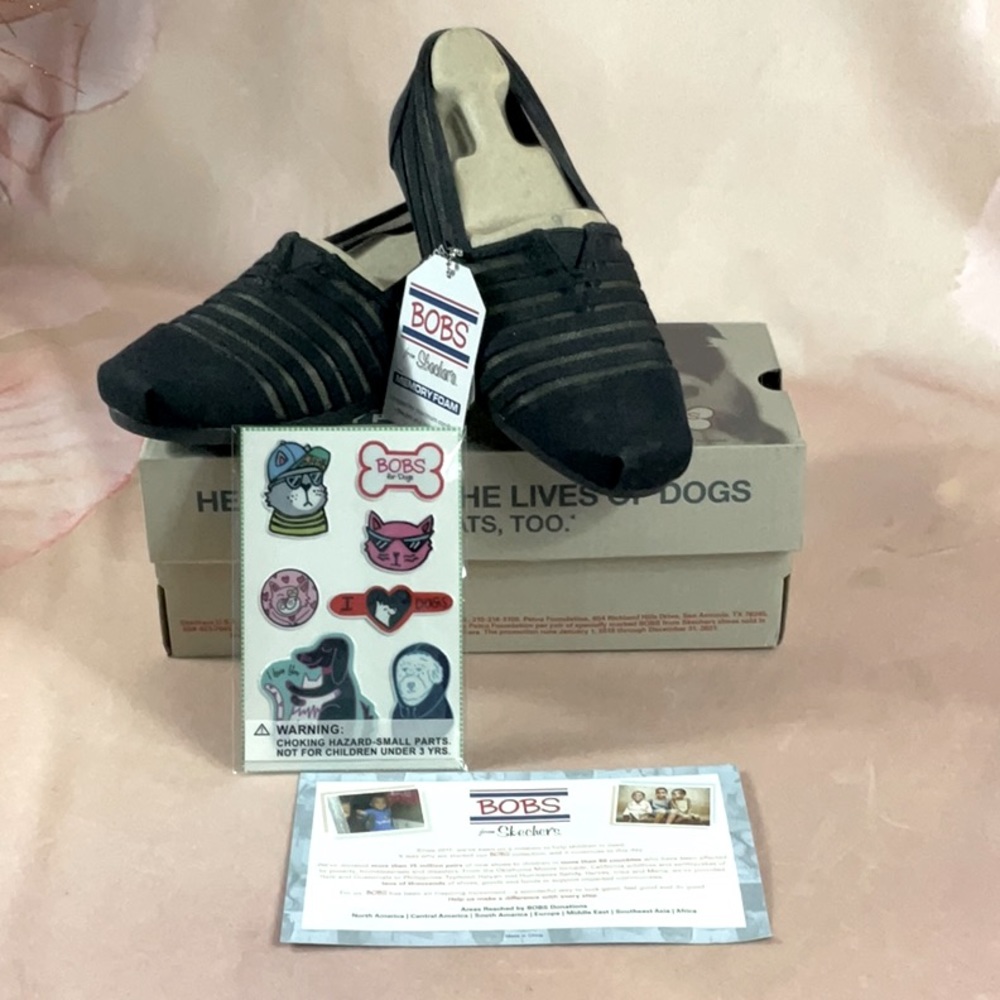BOBS - by SKECHERS - *NIB* Black Canvas Slip Ons.  Size 6.5